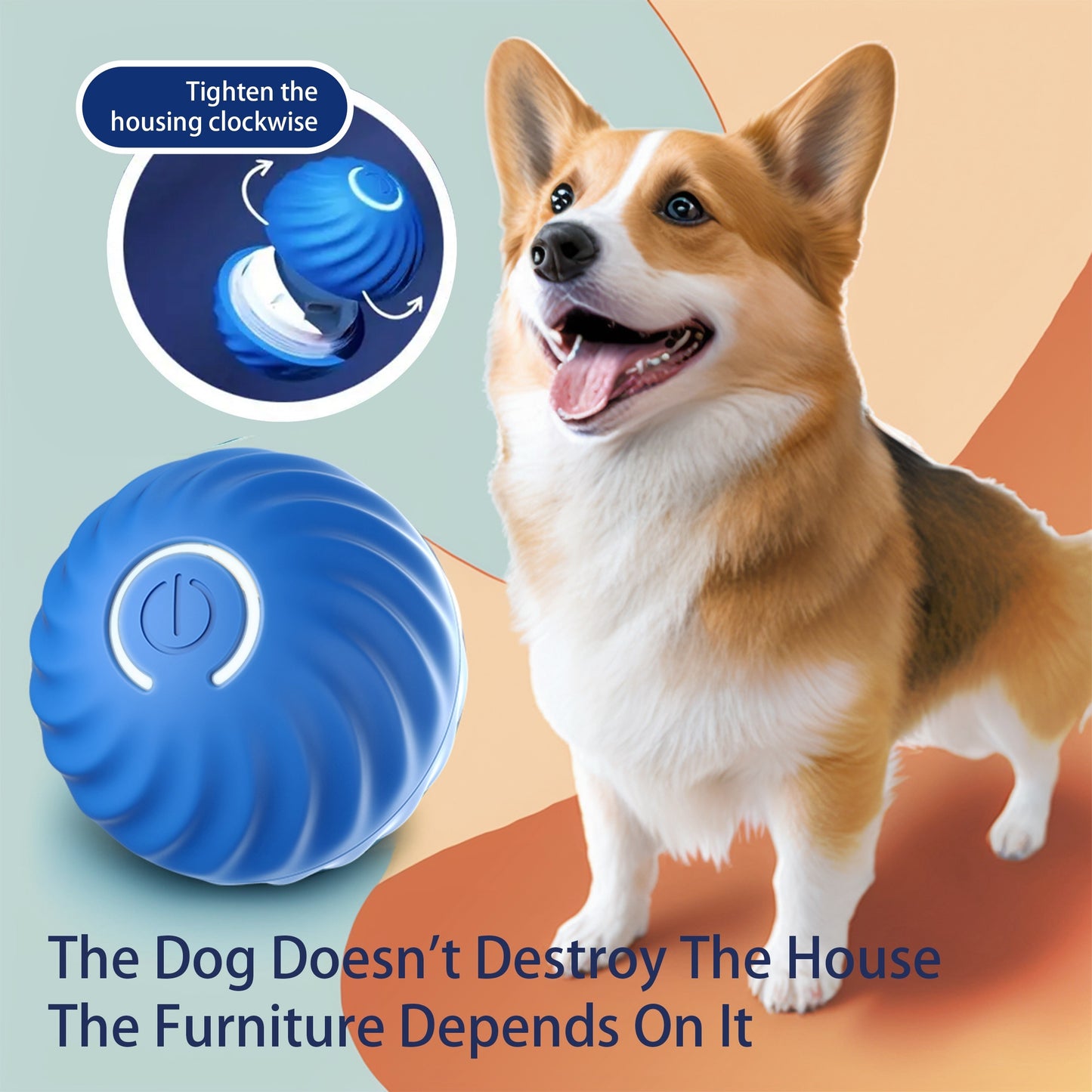 Interactive Bouncing Ball For Dogs, Automatic Smart Toy, Self-moving Rotating Stimulating Pet Entertainment, Noise-Reducing Urchin Cover,USB Rechargeable Dog Toy, Dog Electric Interactive Toy