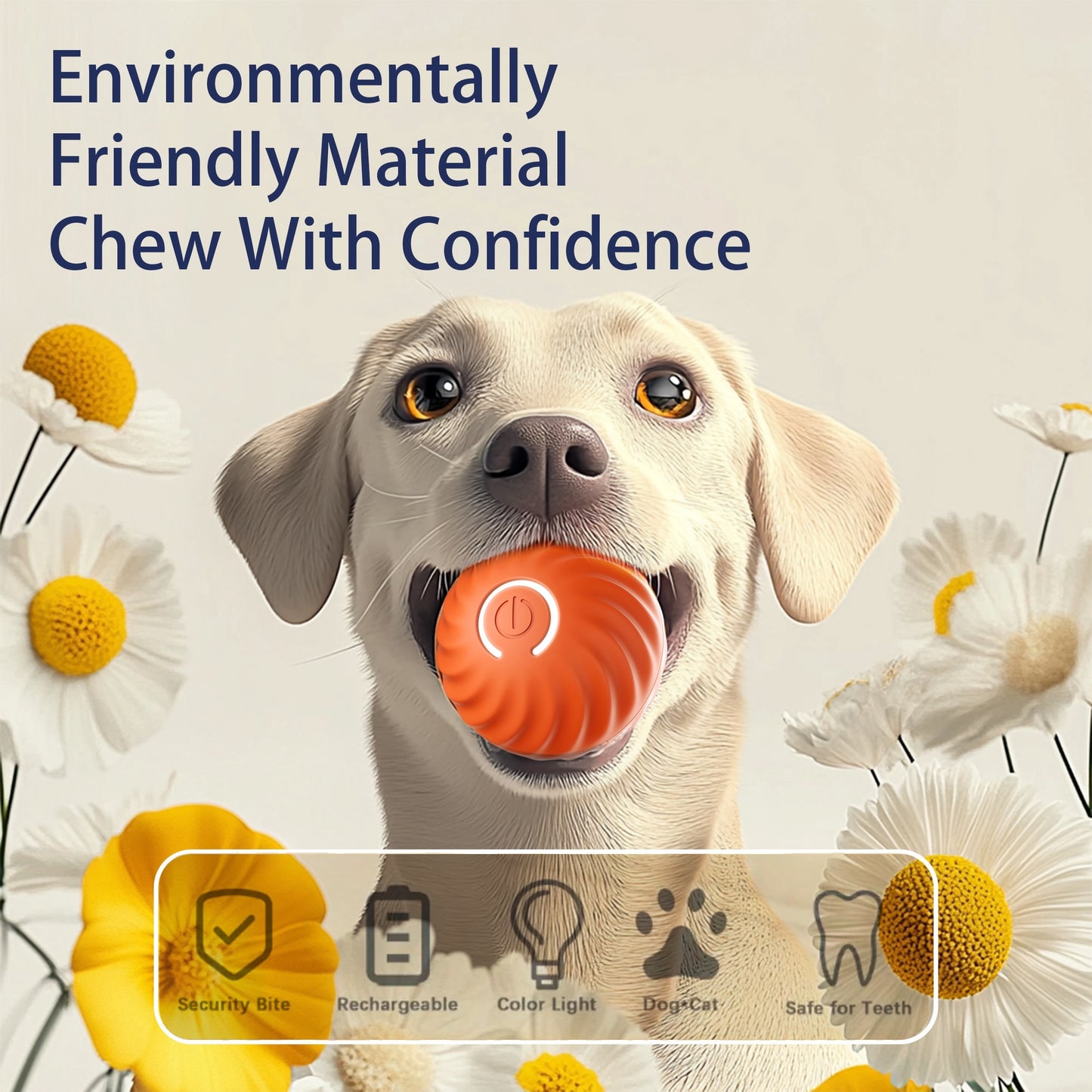 Interactive Bouncing Ball For Dogs, Automatic Smart Toy, Self-moving Rotating Stimulating Pet Entertainment, Noise-Reducing Urchin Cover,USB Rechargeable Dog Toy, Dog Electric Interactive Toy